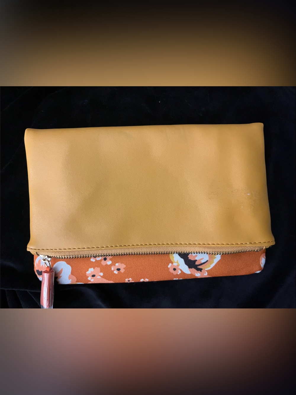 Rachel Pally Mustard Yellow and Orange Floral Fold-Over Clutch